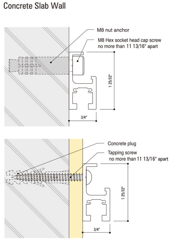 MR3 Wall Mounted Rail diagram 1